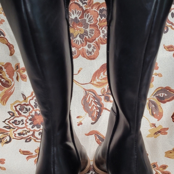 Cowboy Mid Calf Western Boots Fashion Square Toe Low Stacked Heel Pull On Handle - Picture 9 of 9